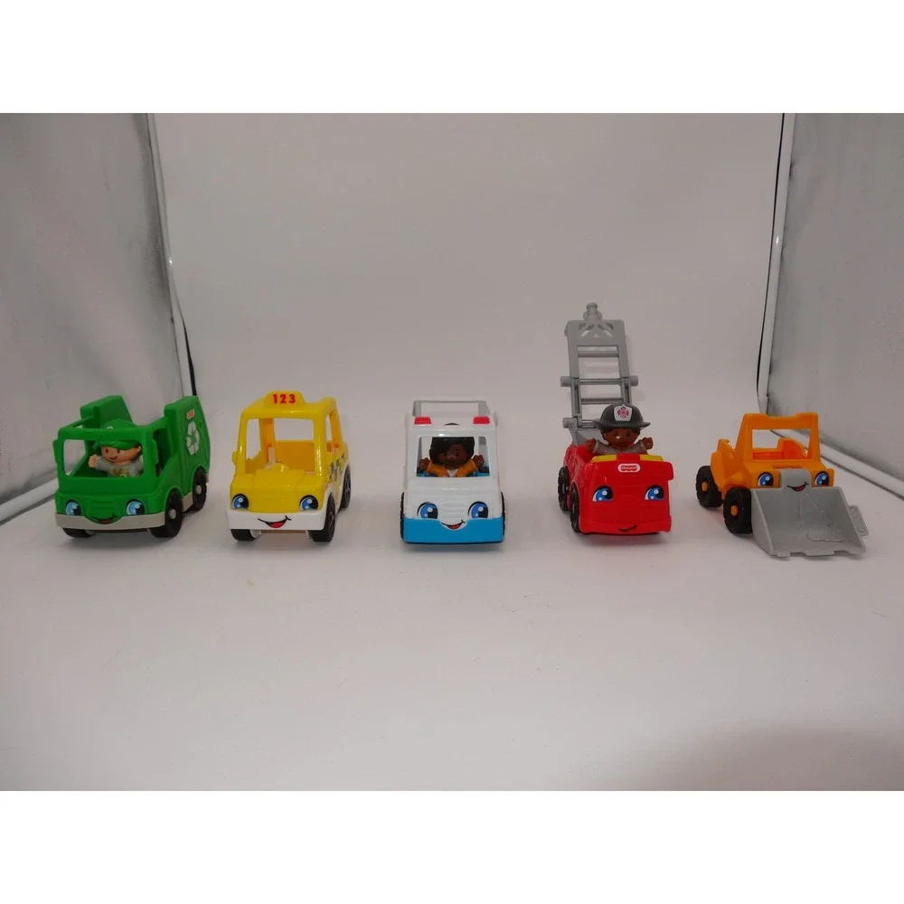 Fisher Price Little People Vehicle Lot of 5 Cars and 3 Figures Multi